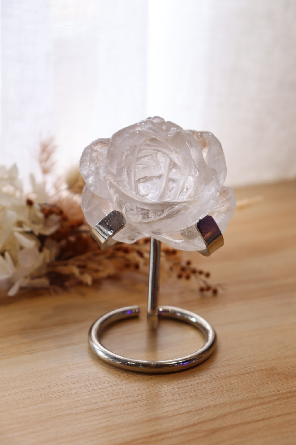 Clear Quartz Flower Carving + Stand | 190g