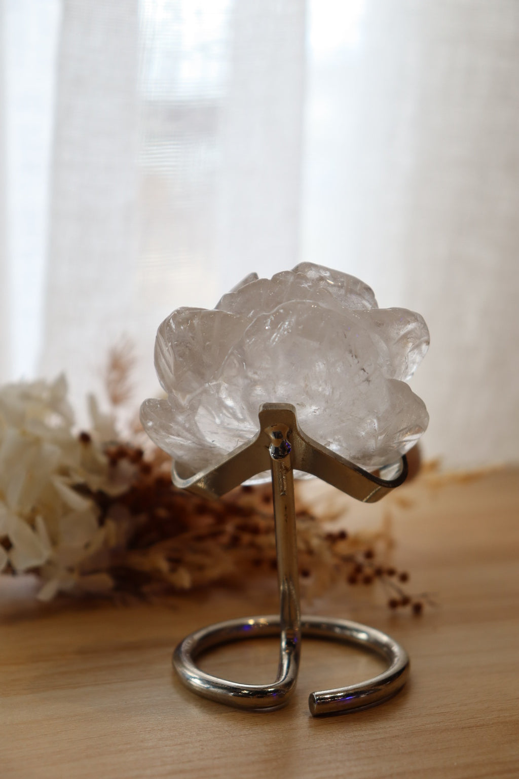 Clear Quartz Flower Carving + Stand | 190g