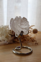 Clear Quartz Flower Carving + Stand | 190g