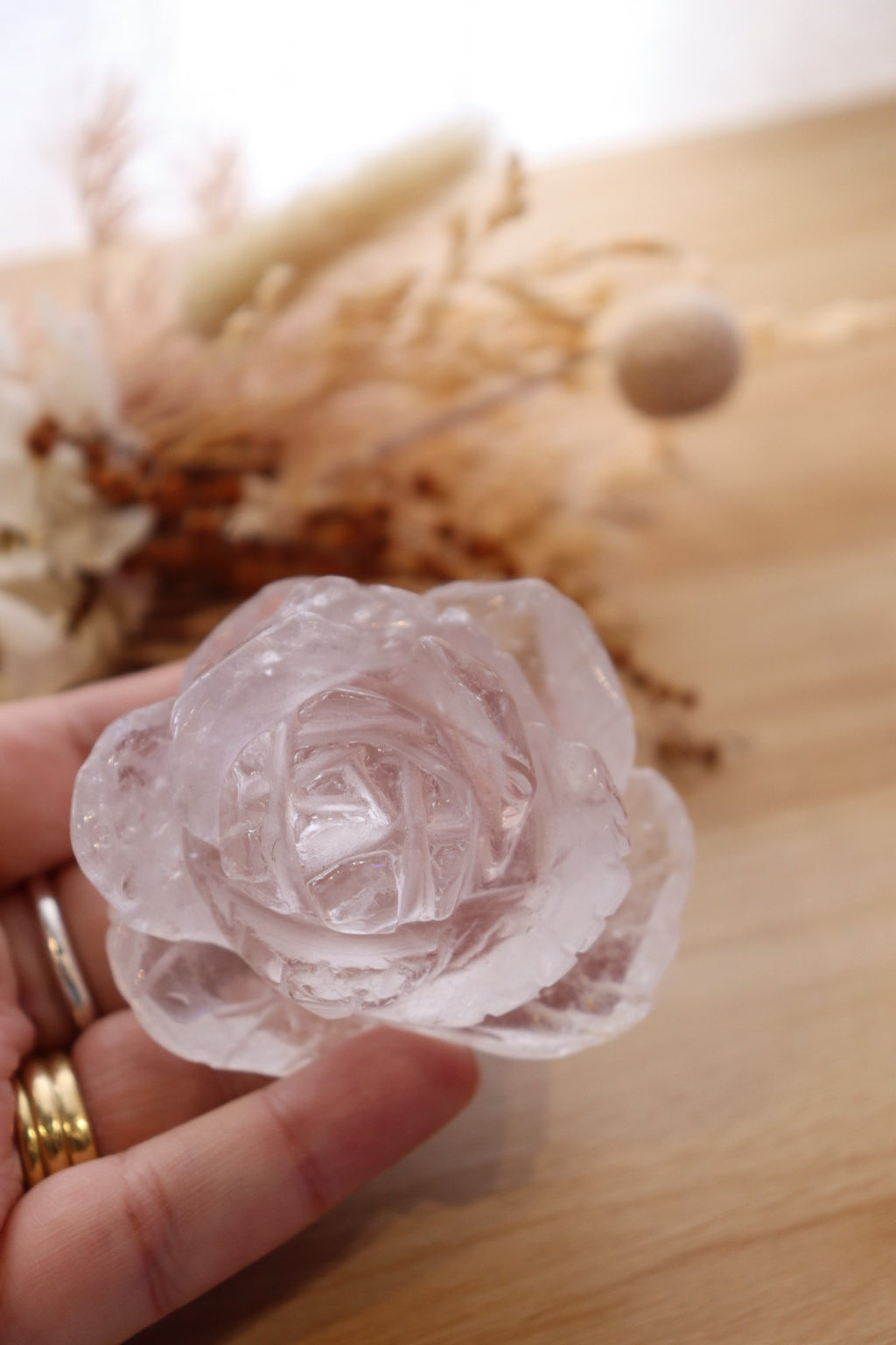 Clear Quartz Flower Carving + Stand | 190g