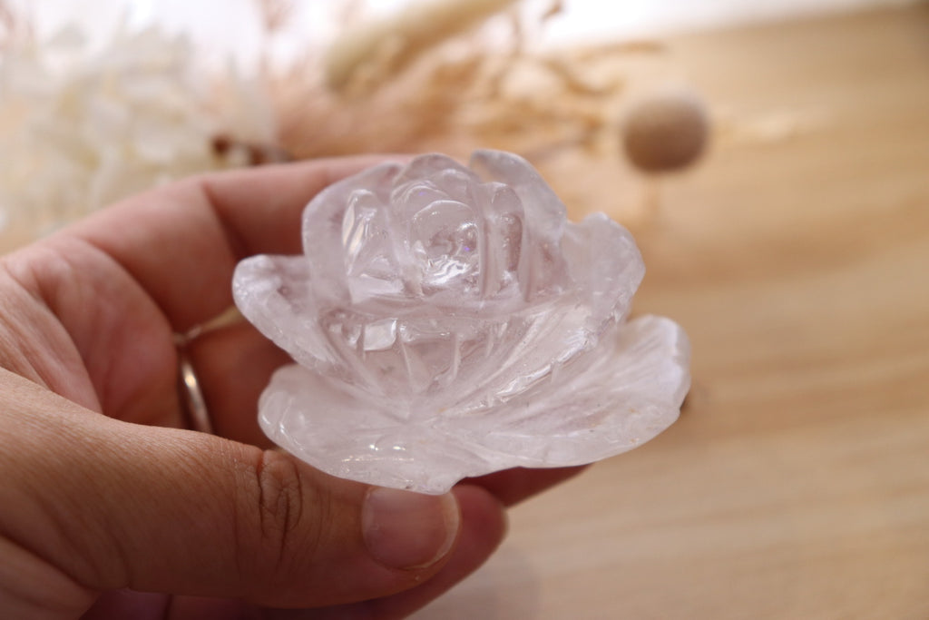 Clear Quartz Flower Carving + Stand | 190g