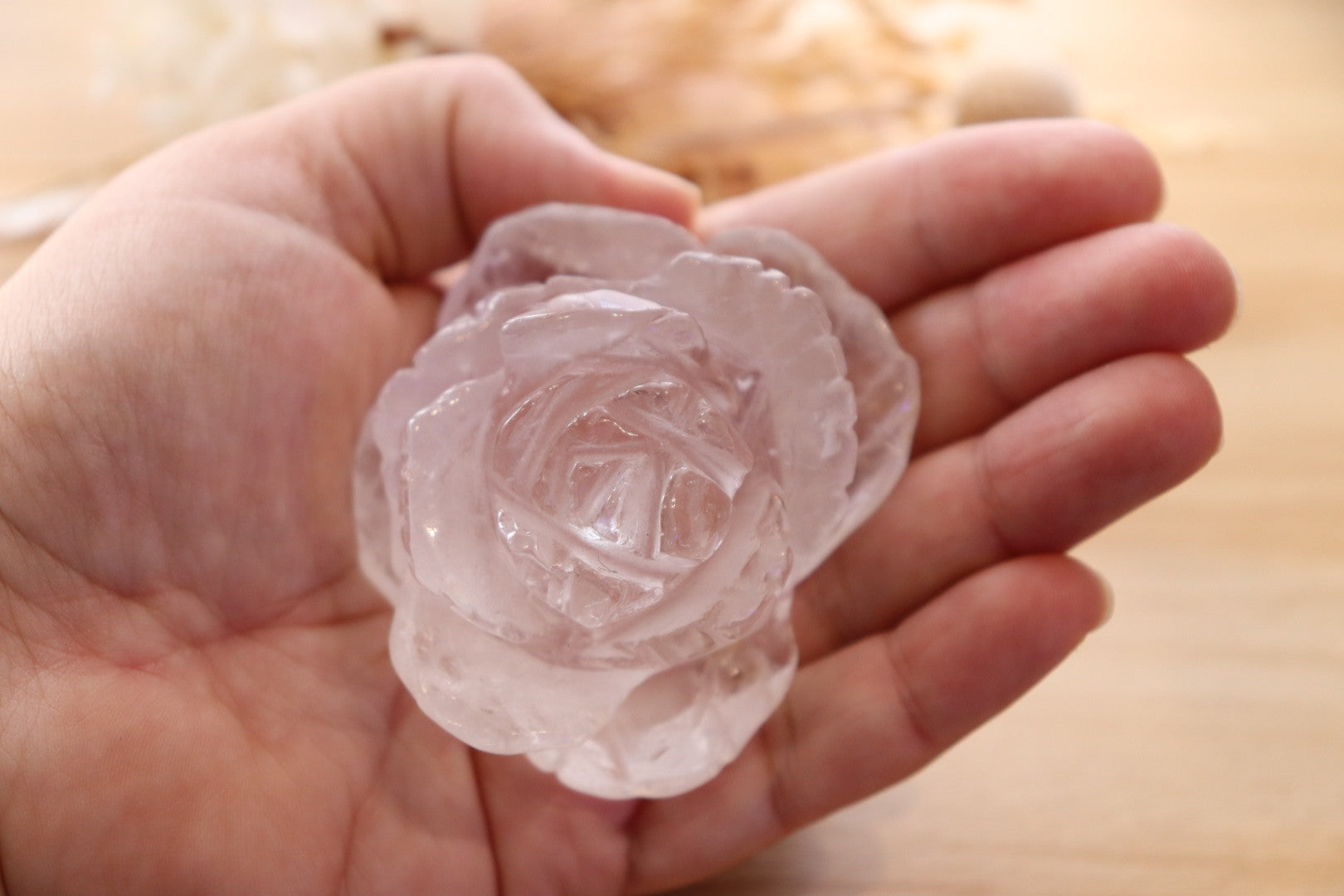 Clear Quartz Flower Carving + Stand | 190g