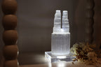 Selenite Twin Tower + Acrylic USB White Light