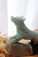 Caribbean Calcite Wolf Carving