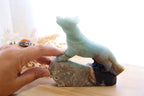 Caribbean Calcite Wolf Carving