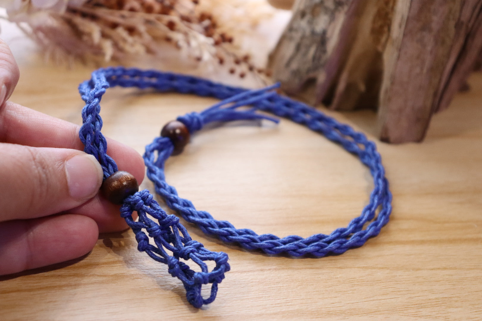 Adjustable Net Necklace Royal Blue | Tumble Crystal Holder