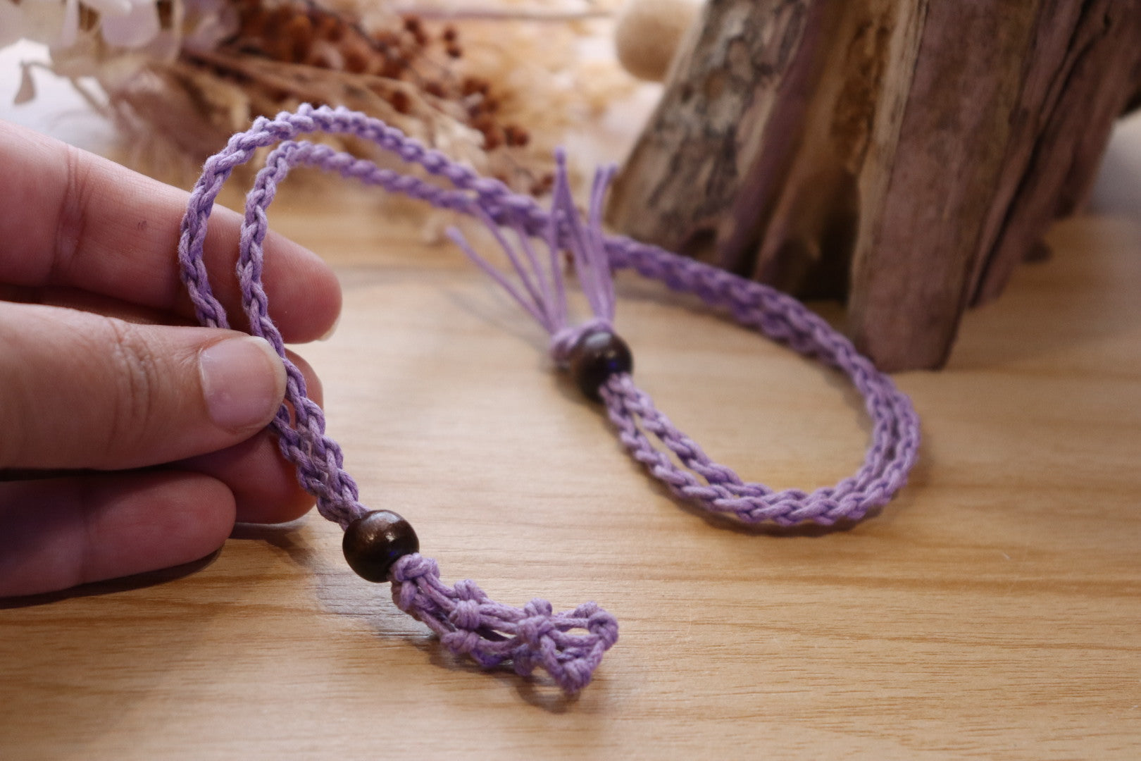Adjustable Net Necklace Purple  | Tumble Crystal Holder