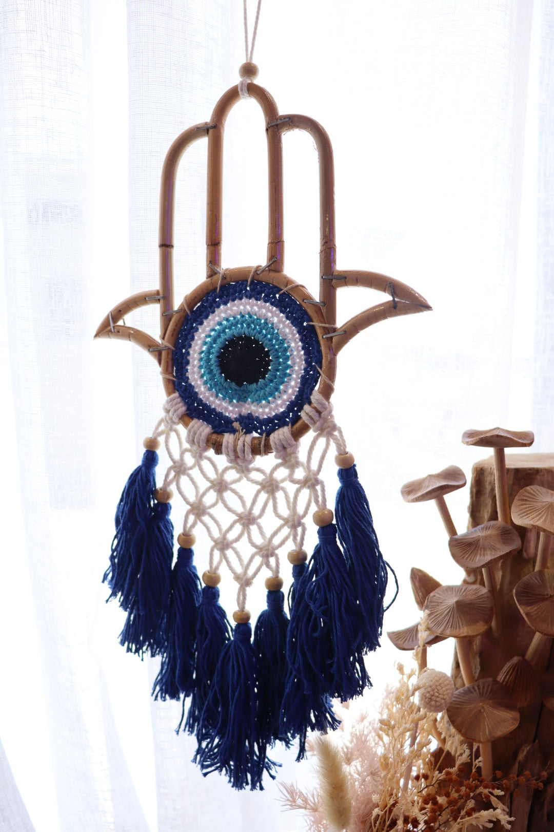 Dream Catcher Hamsa Hand + Evil Eye | Macramé Tassel