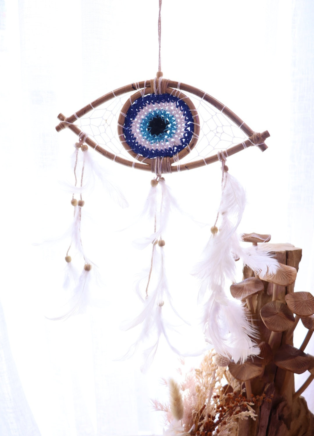 Dream Catcher Evil Eye | Macramé Feathered