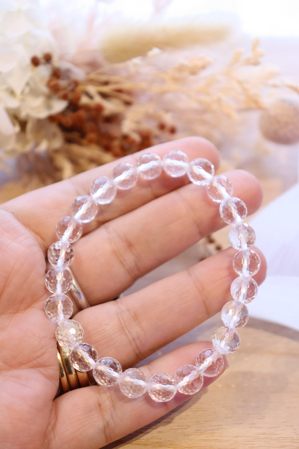 Faceted Clear Quartz Bracelet | 8mm