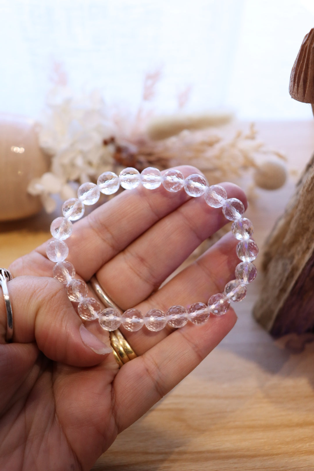 Faceted Clear Quartz Bracelet | 8mm