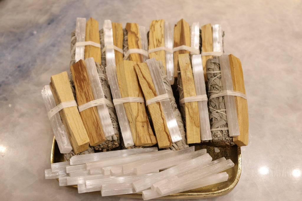 White Sage + Palo Santo + Selenite Smudge Stick (10-12cm)