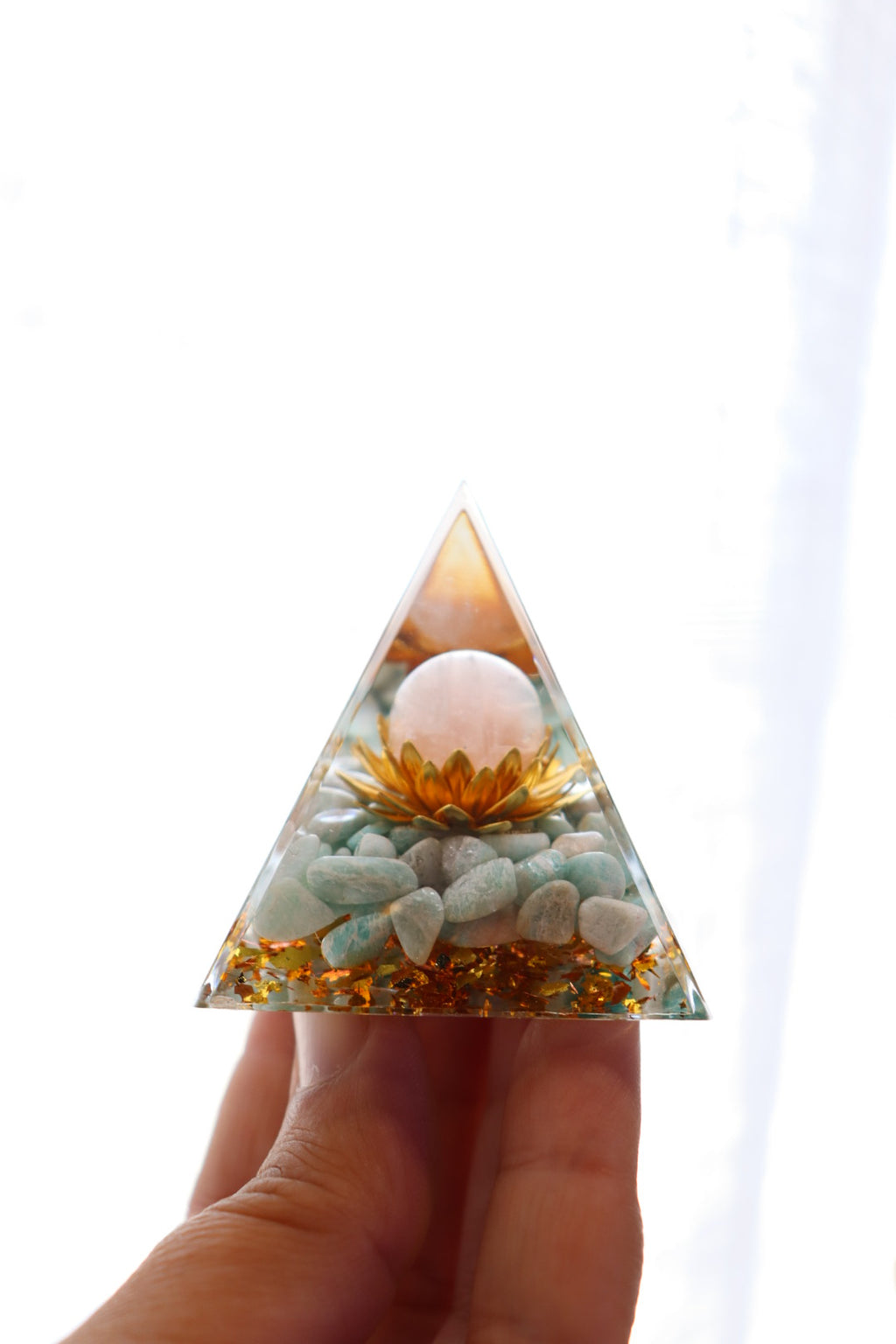 Orgonite Pyramid | Amazonite & Rose Quartz