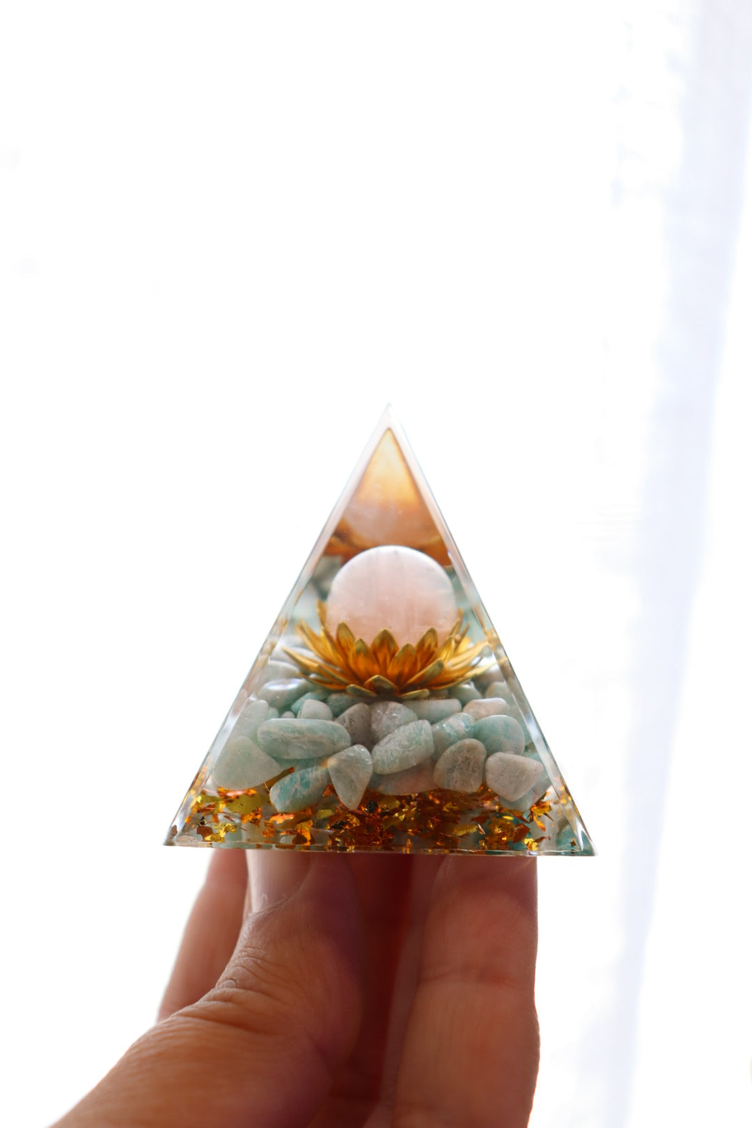 Orgonite Pyramid | Amazonite & Rose Quartz