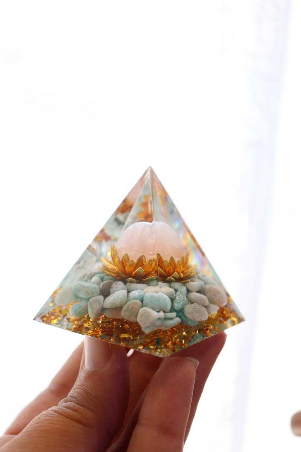 Orgonite Pyramid | Amazonite & Rose Quartz