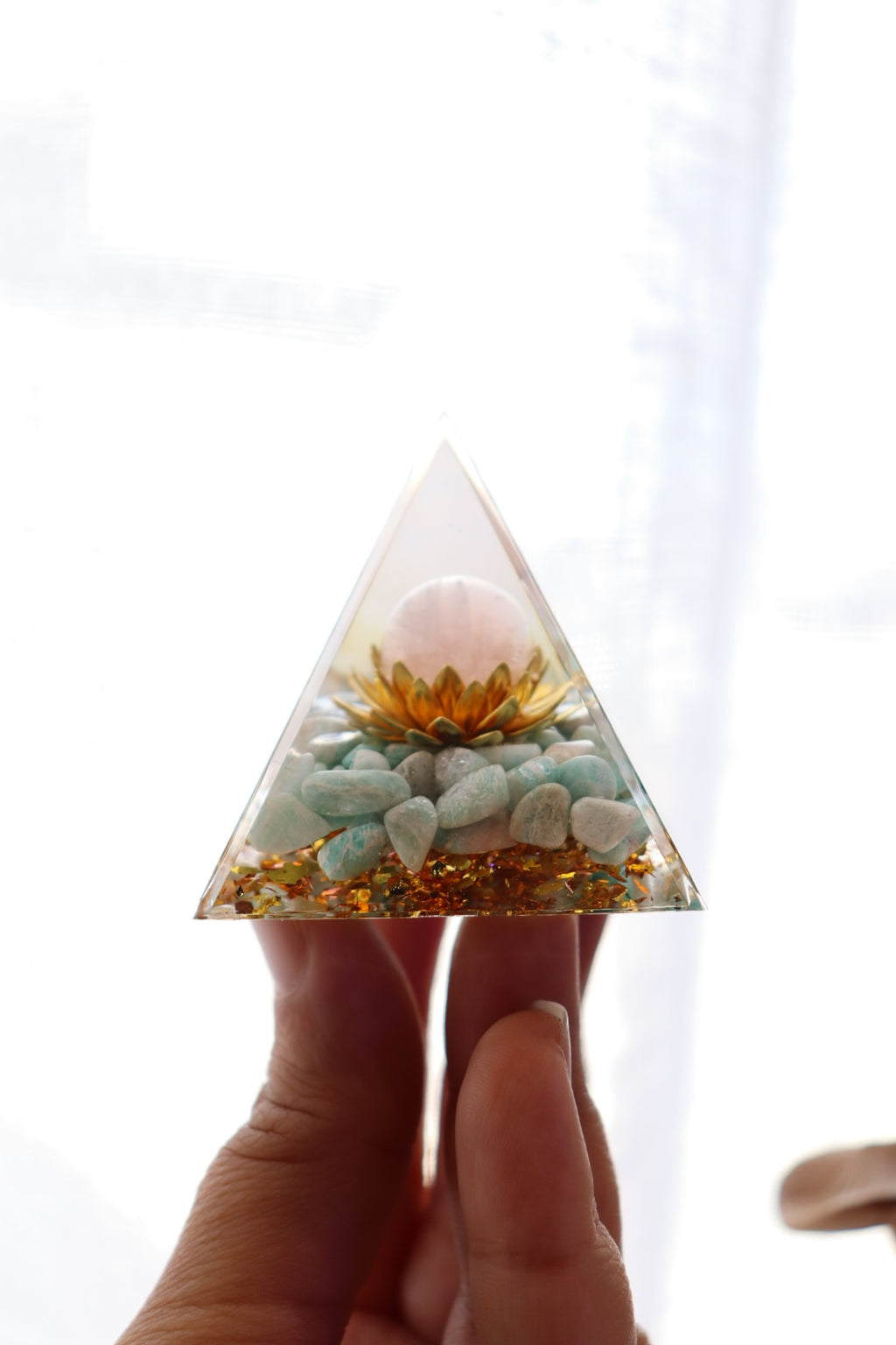 Orgonite Pyramid | Amazonite & Rose Quartz