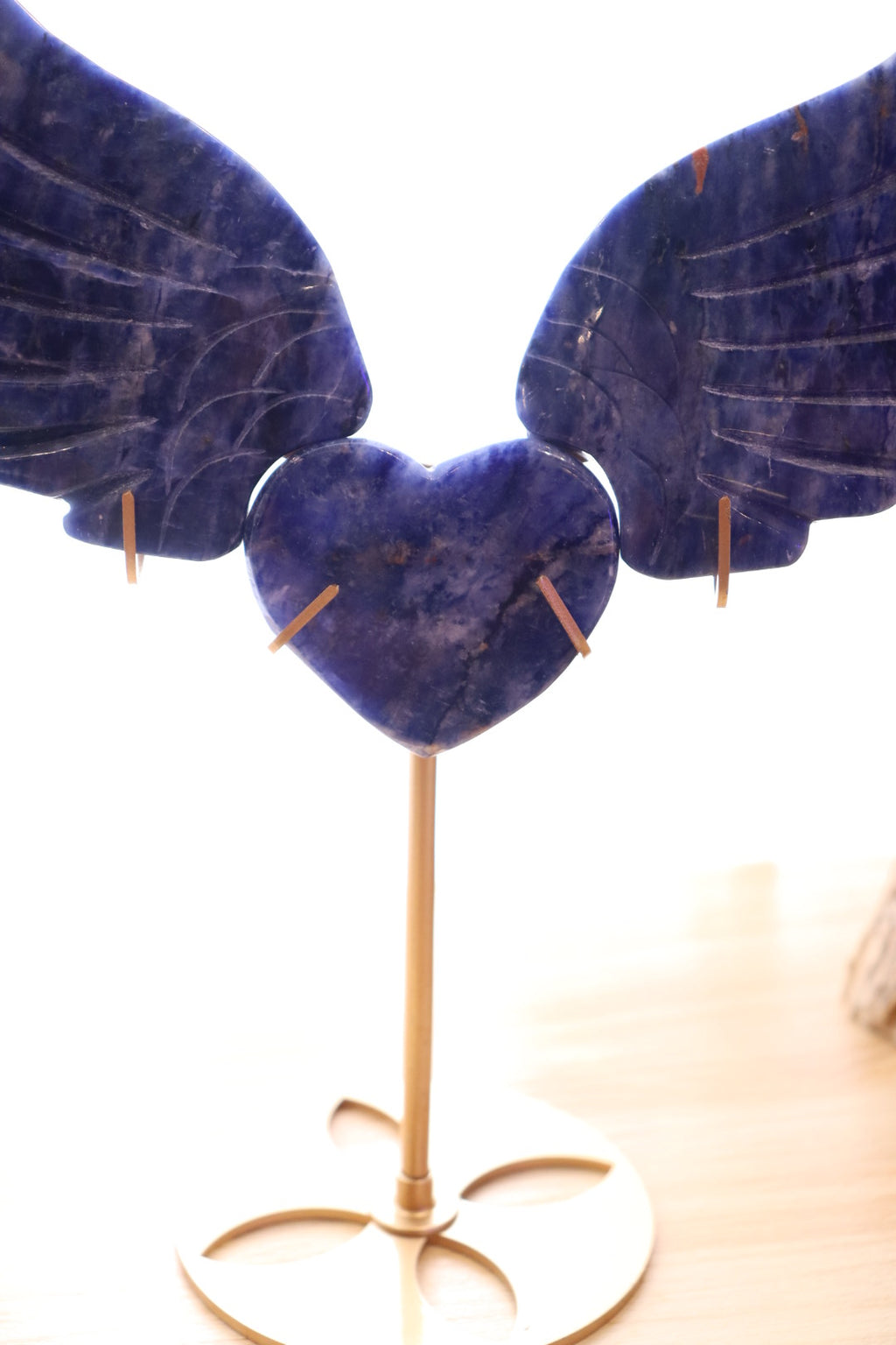 Sodalite Heart Angel Wings Set + Stand