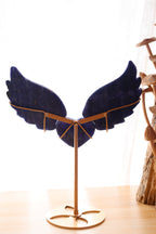 Sodalite Heart Angel Wings Set + Stand