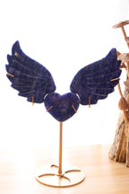 Sodalite Heart Angel Wings Set + Stand