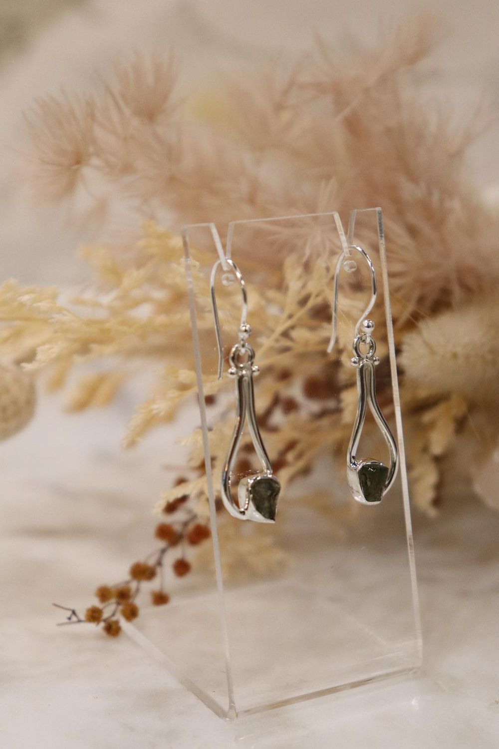Moldavite Earring Set | Curved