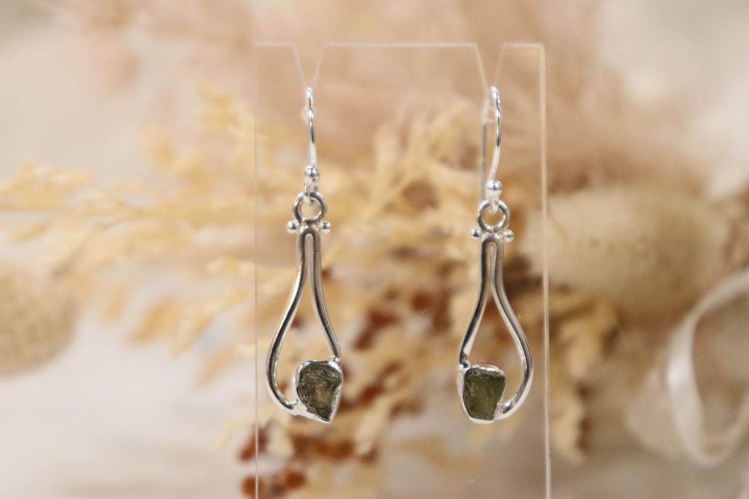 Moldavite Earring Set | Curved