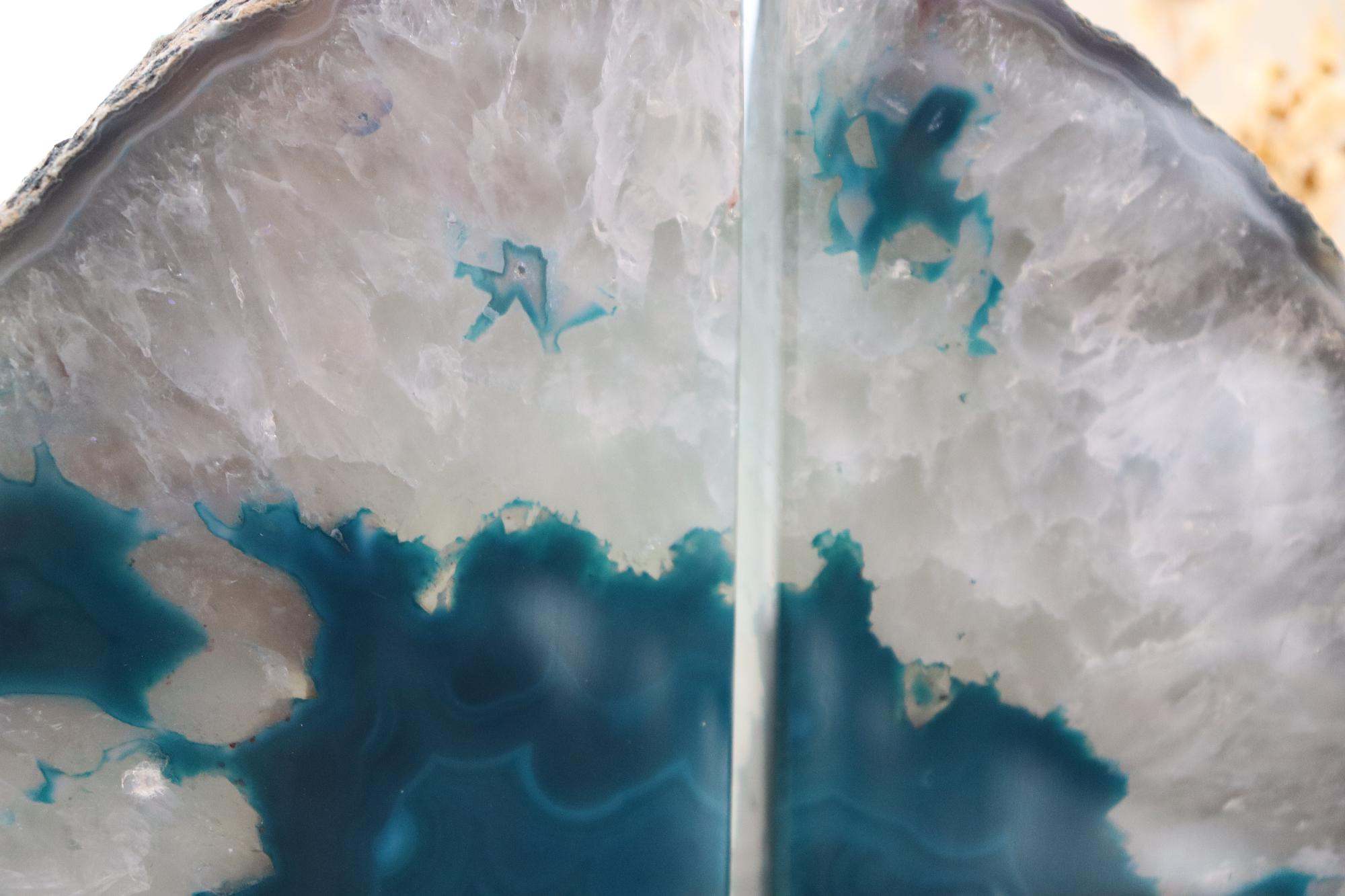 Teal Agate Bookends Set Large
