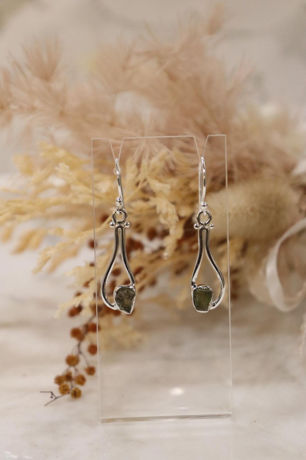 Moldavite Earring Set | Curved