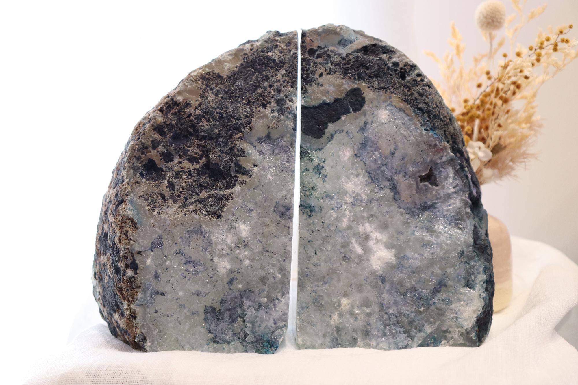 Teal Agate Bookends Set Large