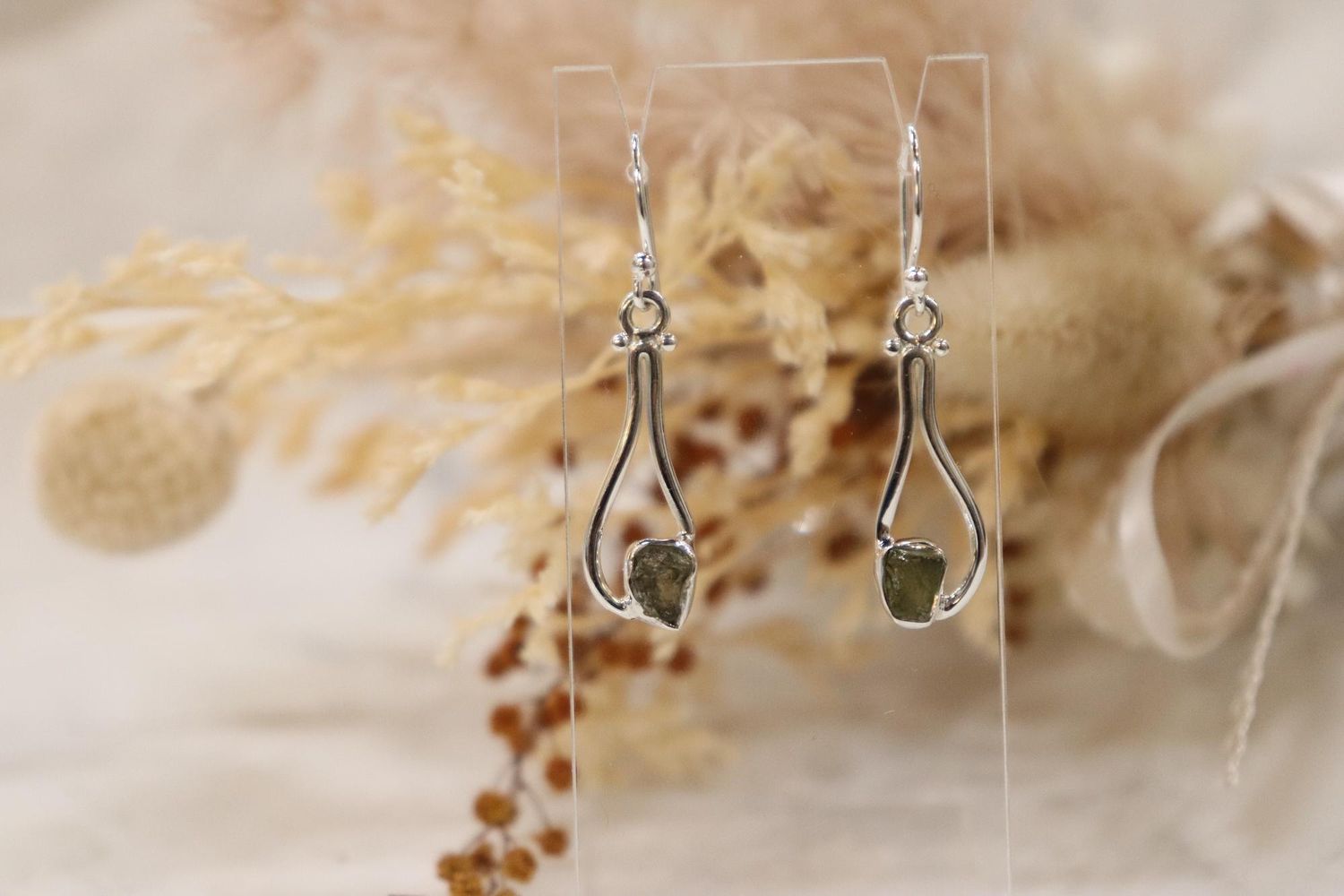 Moldavite Earring Set | Curved