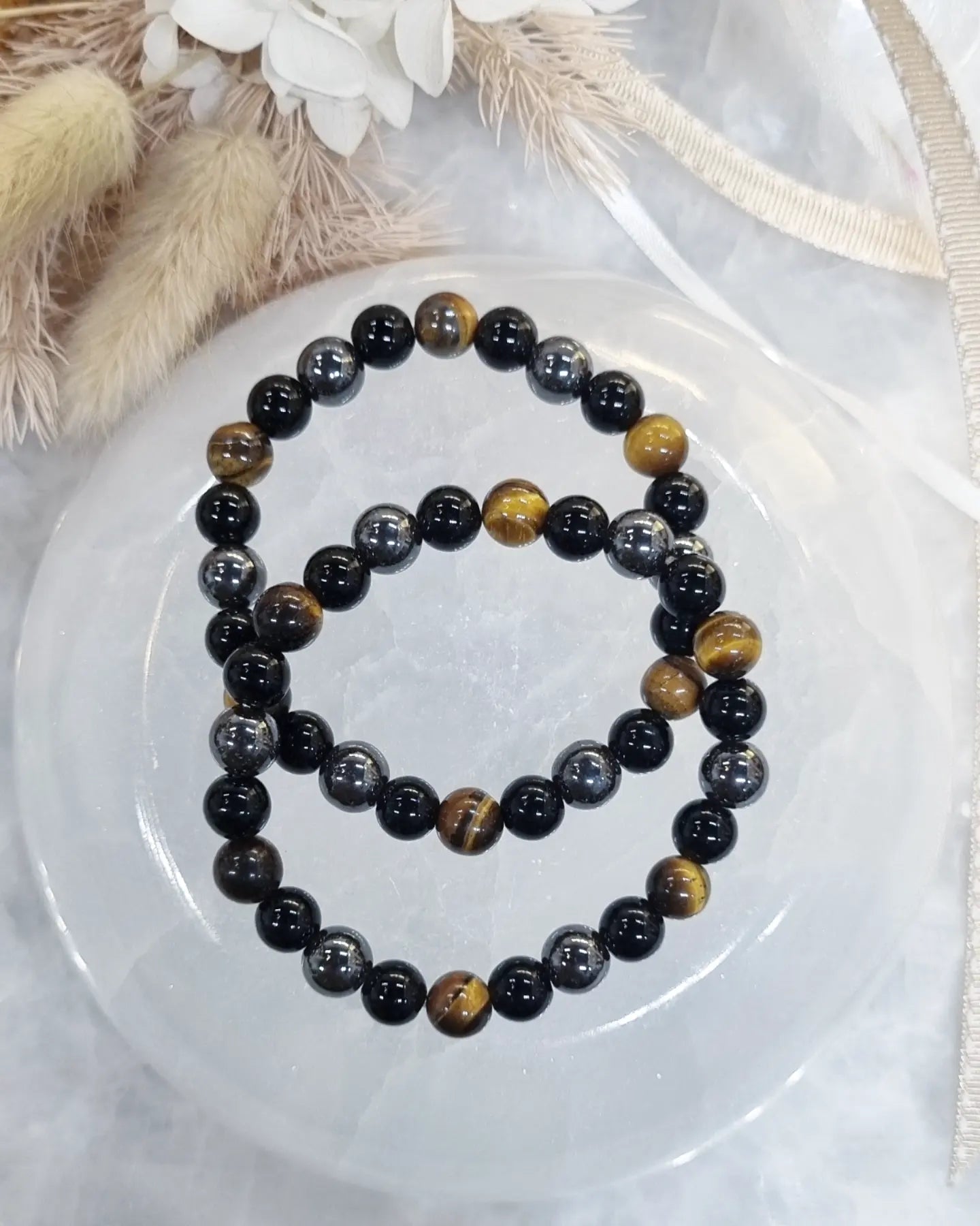 Black Obsidian, Hematite & Tigers Eye Bracelet | 8mm