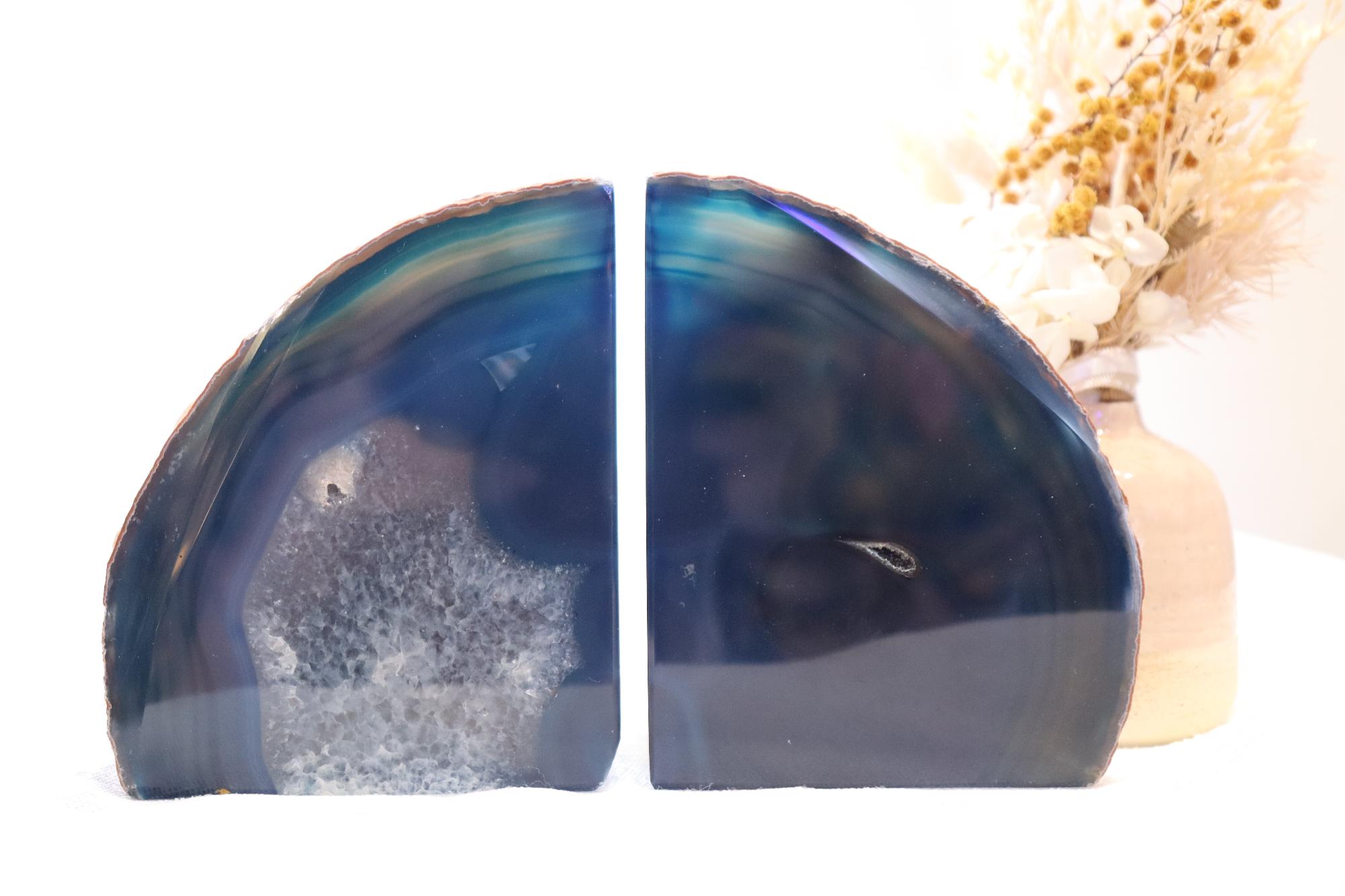 Blue Agate Bookends Set Medium