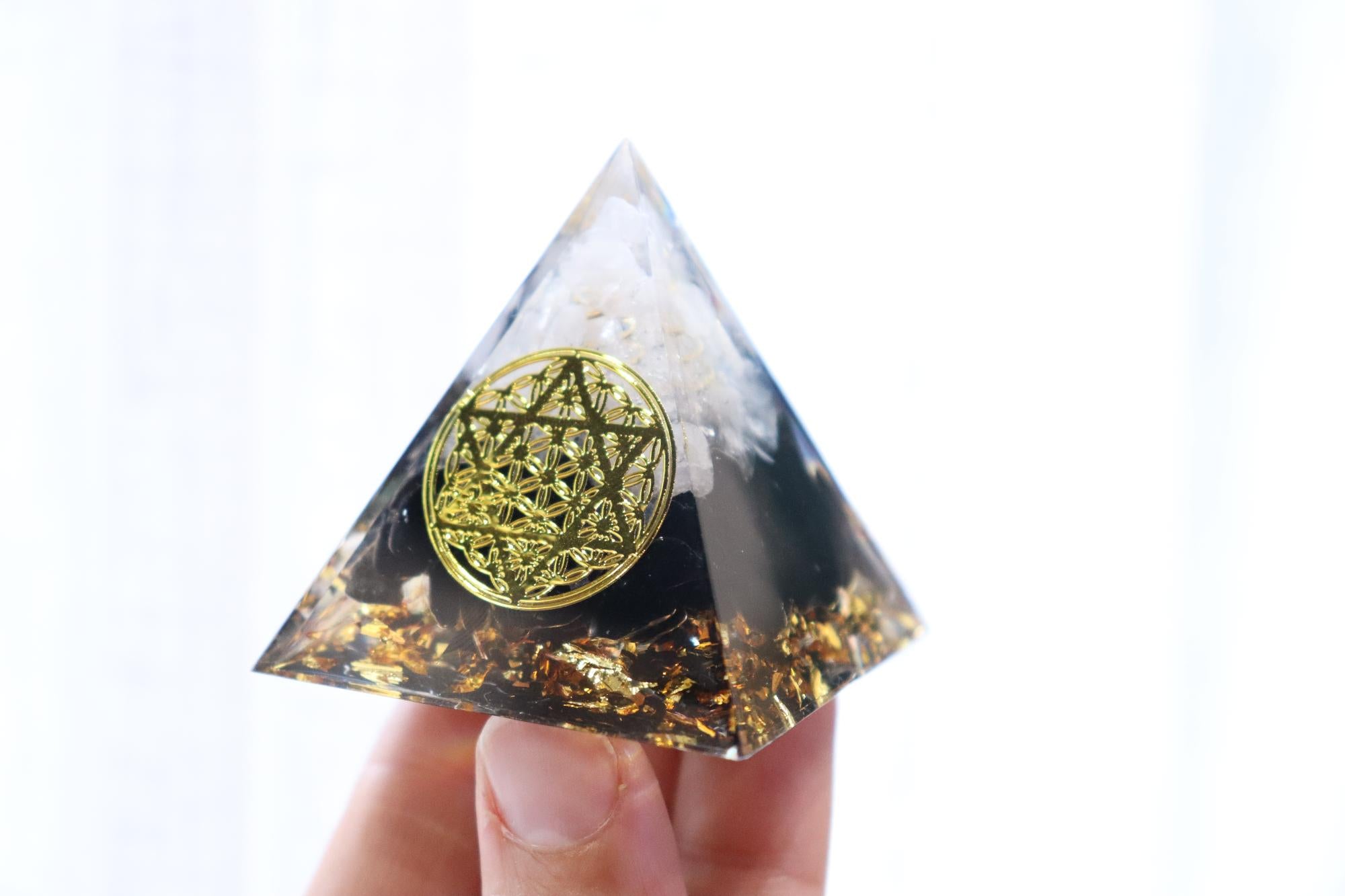 Orgonite Pyramid | Black Obsidian & Clear Quartz
