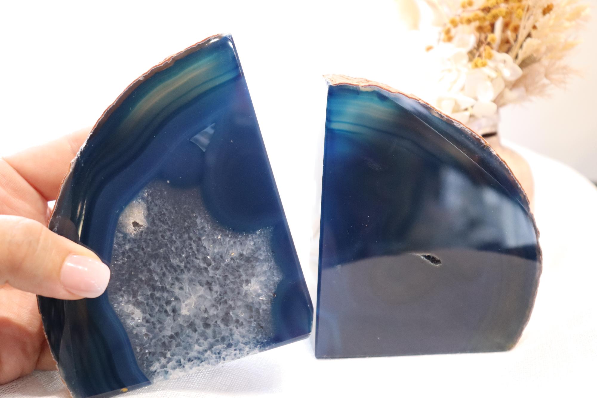 Blue Agate Bookends Set Medium