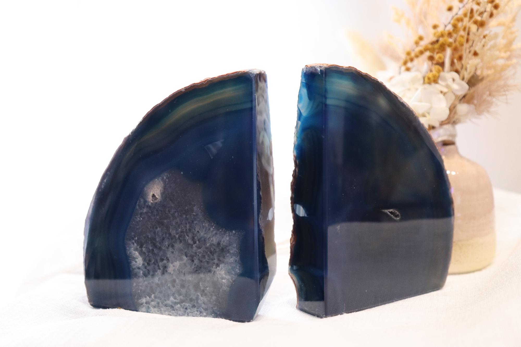 Blue Agate Bookends Set Medium