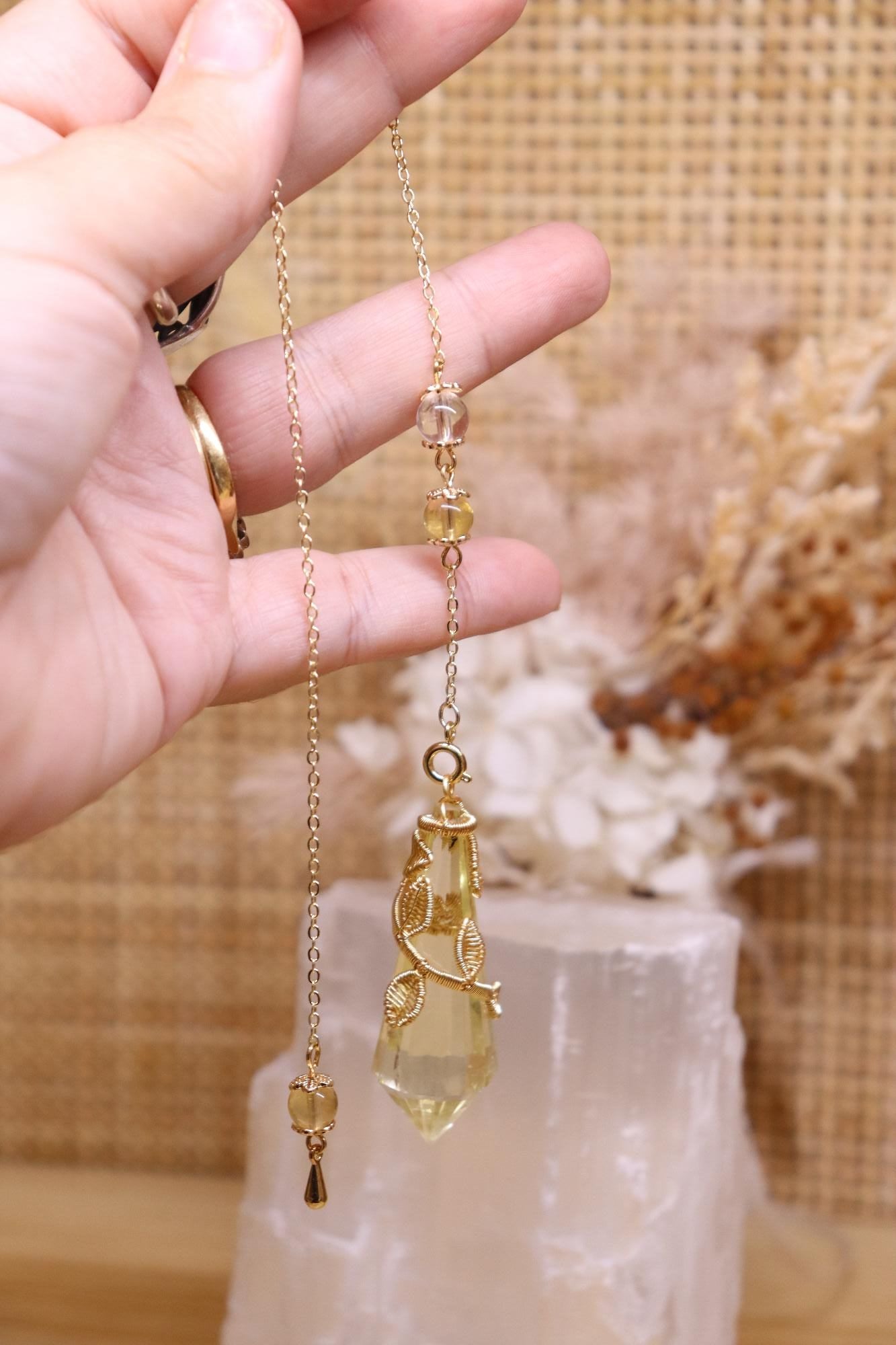 Clear Citrine Pendulum