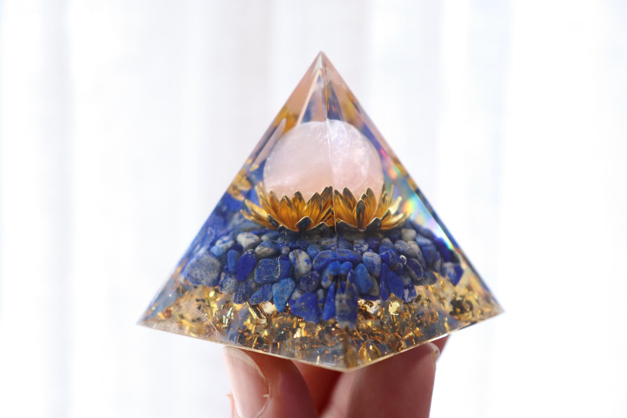 Orgonite Pyramid | Lapid Lazuli & Rose Quartz