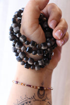 Silver Obsidian Faceted Bracelet | Round 5mm, Square 8mm