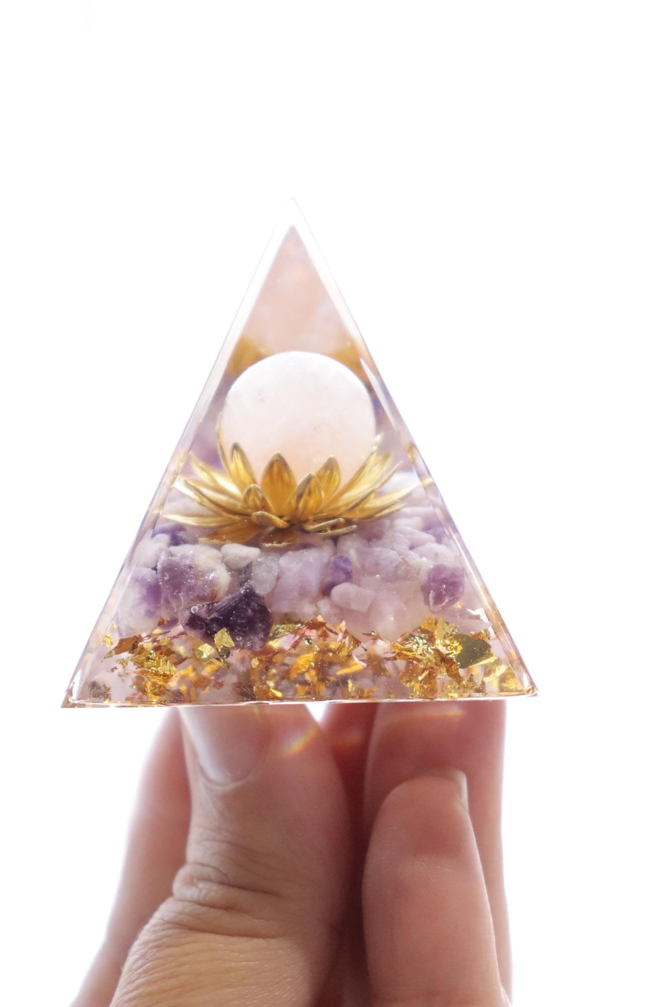Orgonite Pyramid | Lepidolite & Rose Quartz