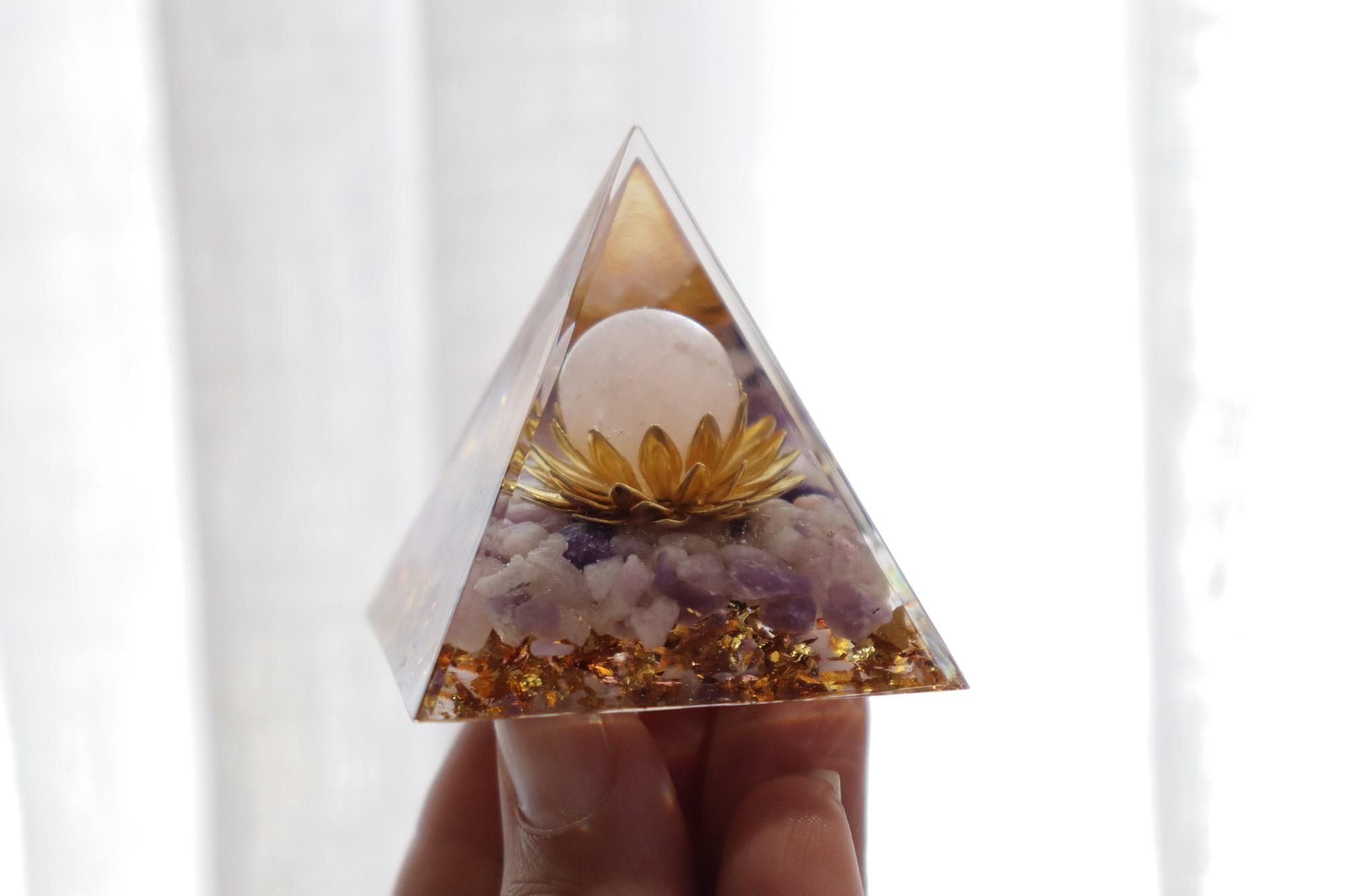 Orgonite Pyramid | Lepidolite & Rose Quartz