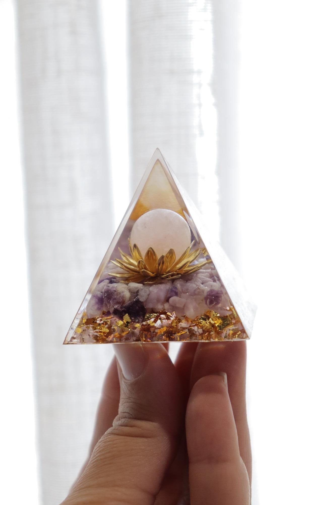 Orgonite Pyramid | Lepidolite & Rose Quartz