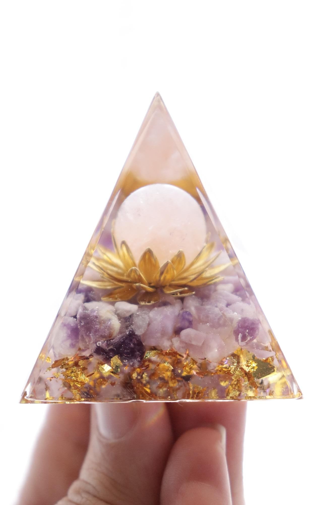 Orgonite Pyramid | Lepidolite & Rose Quartz