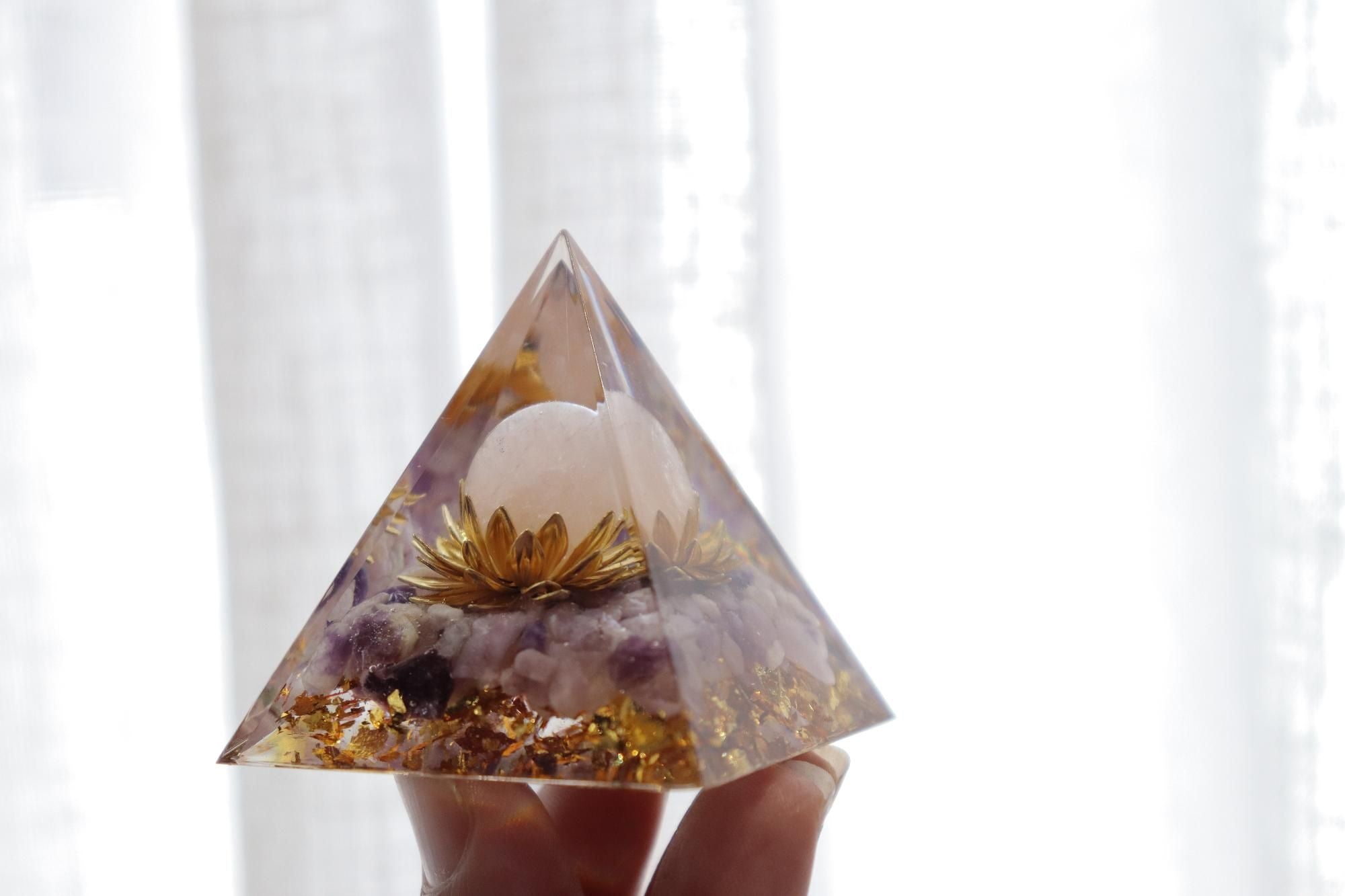Orgonite Pyramid | Lepidolite & Rose Quartz