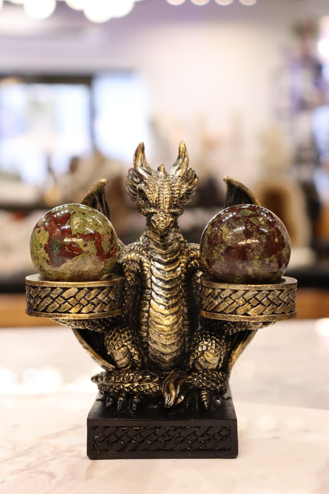 Dragon Golden Double Sphere Holder