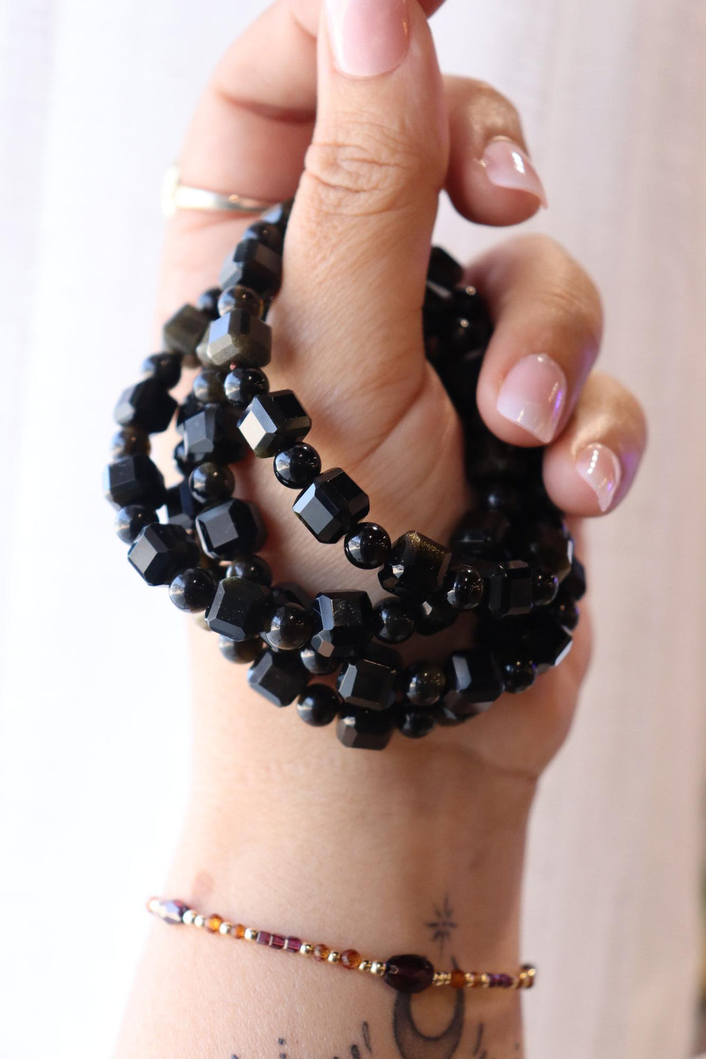 Golden Obsidian Faceted Bracelet | Round 5mm, Square 8mm