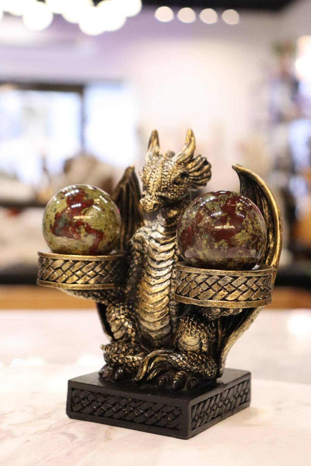 Dragon Golden Double Sphere Holder