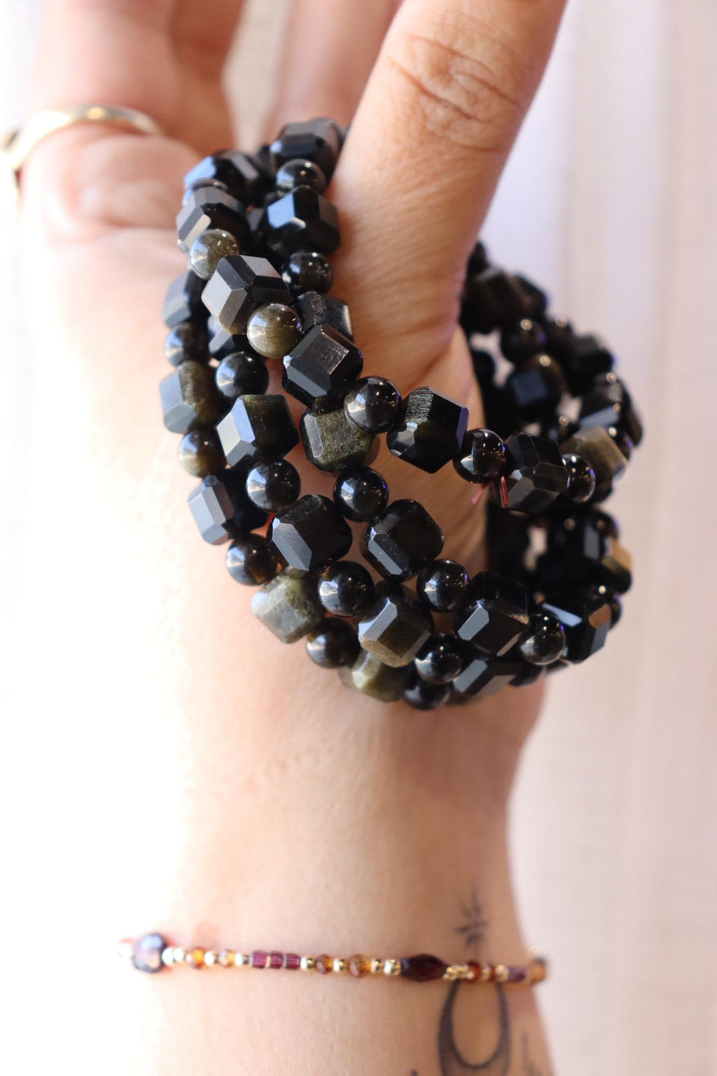Golden Obsidian Faceted Bracelet | Round 5mm, Square 8mm