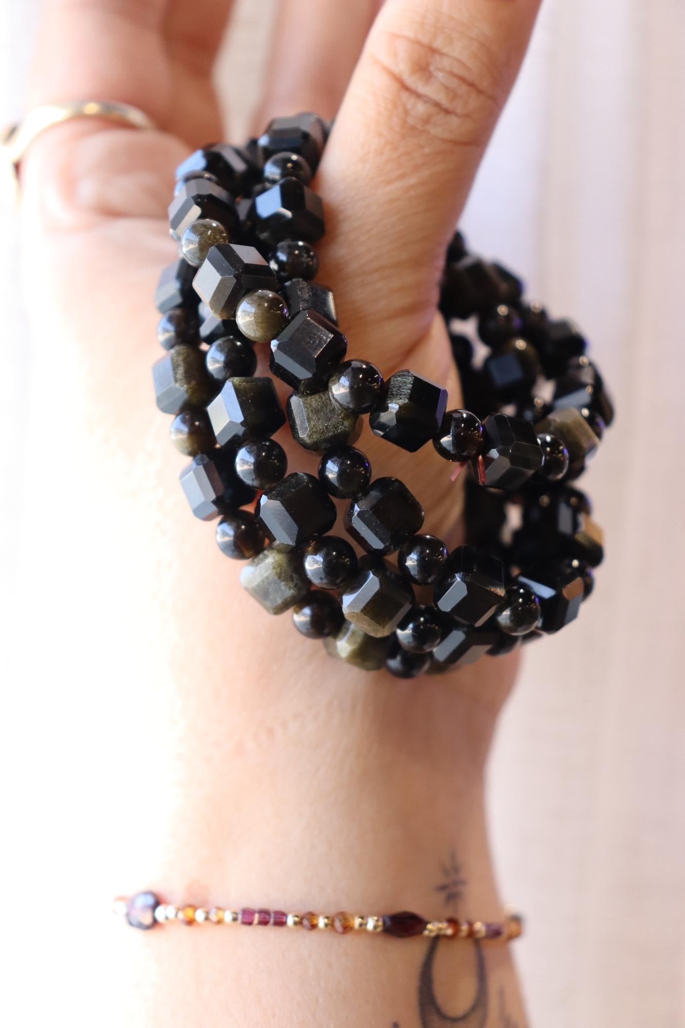 Golden Obsidian Faceted Bracelet | Round 5mm, Square 8mm