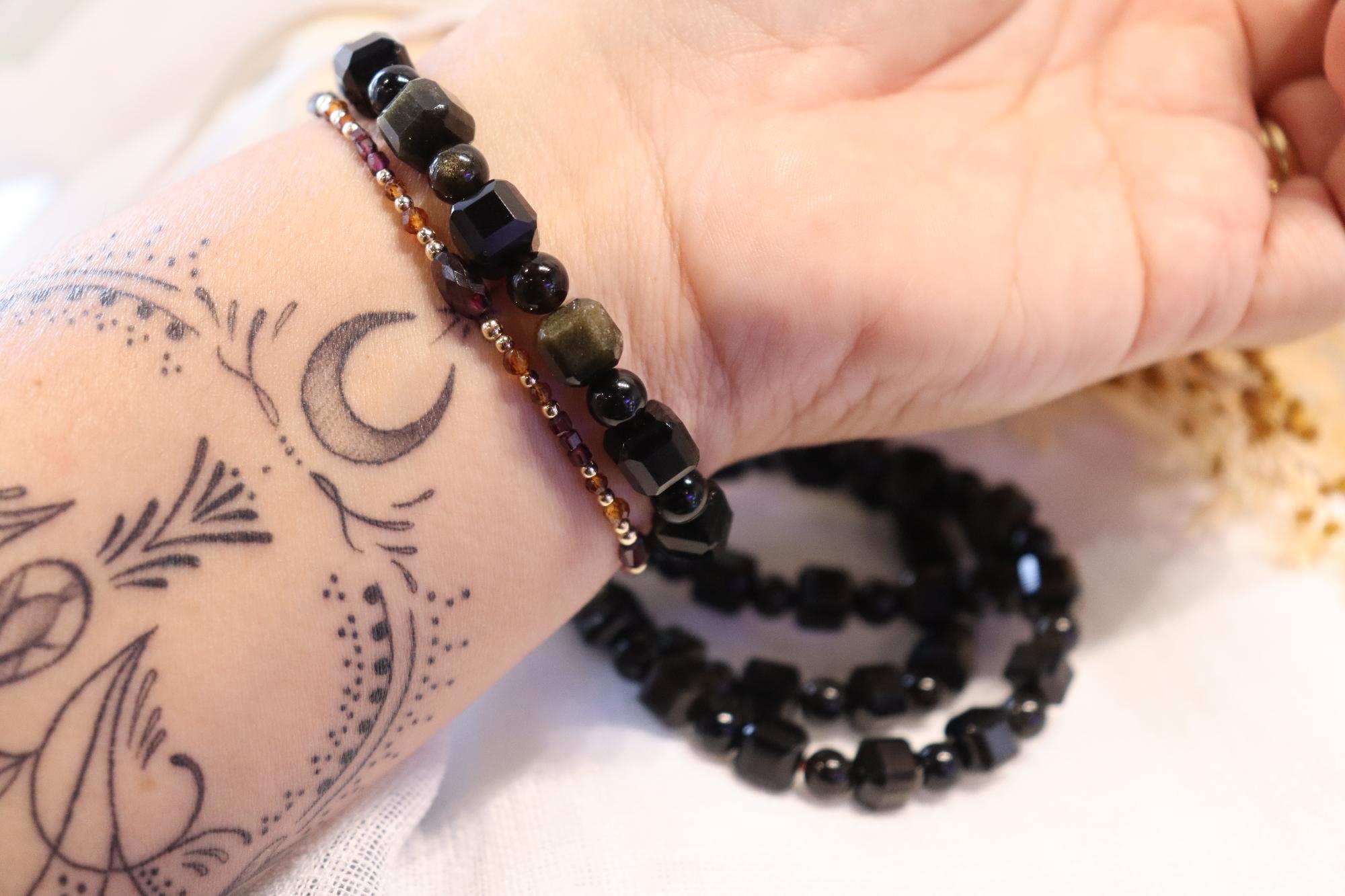 Golden Obsidian Faceted Bracelet | Round 5mm, Square 8mm
