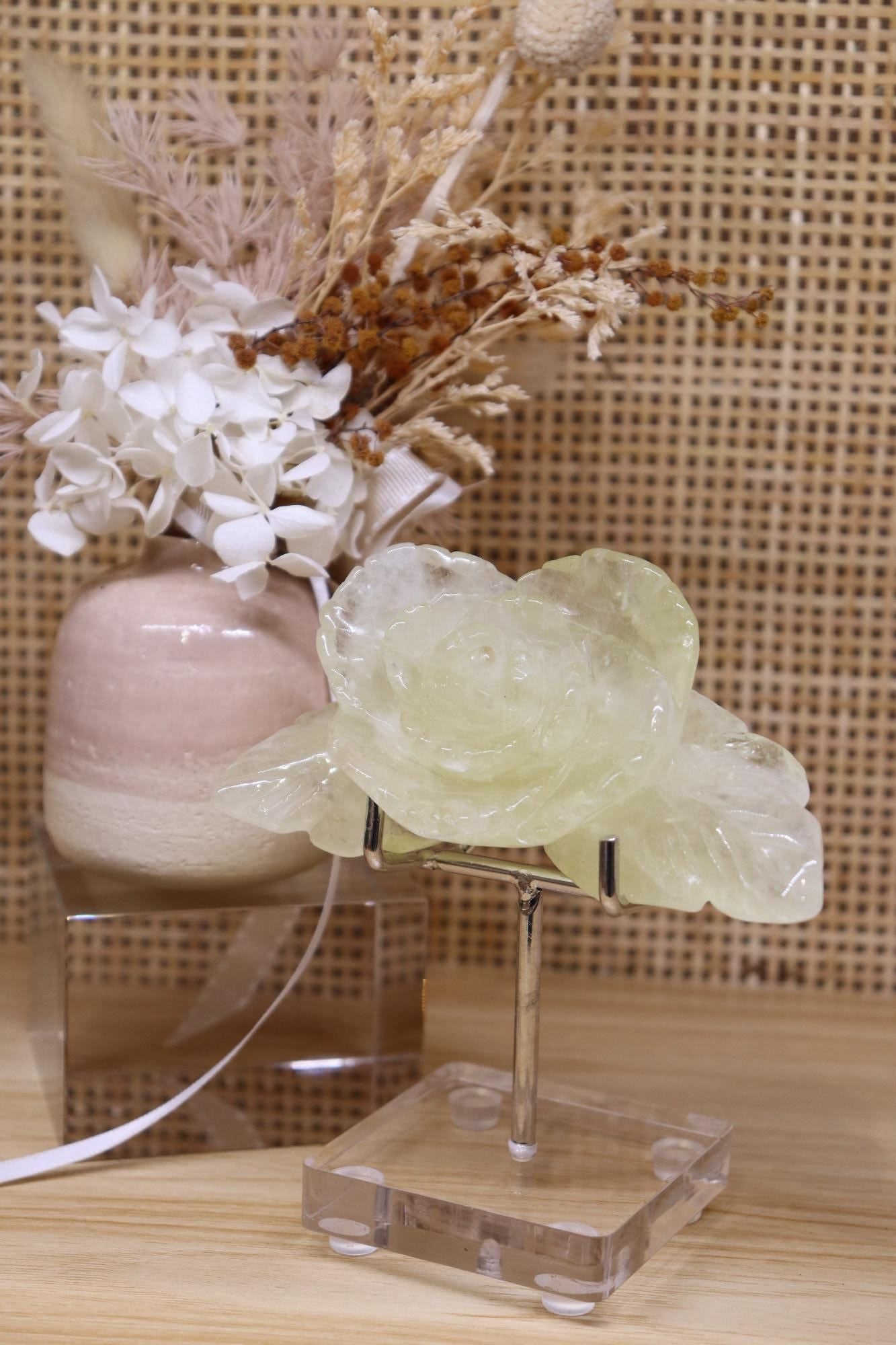 Citrine Flower Carving + Stand | 185g