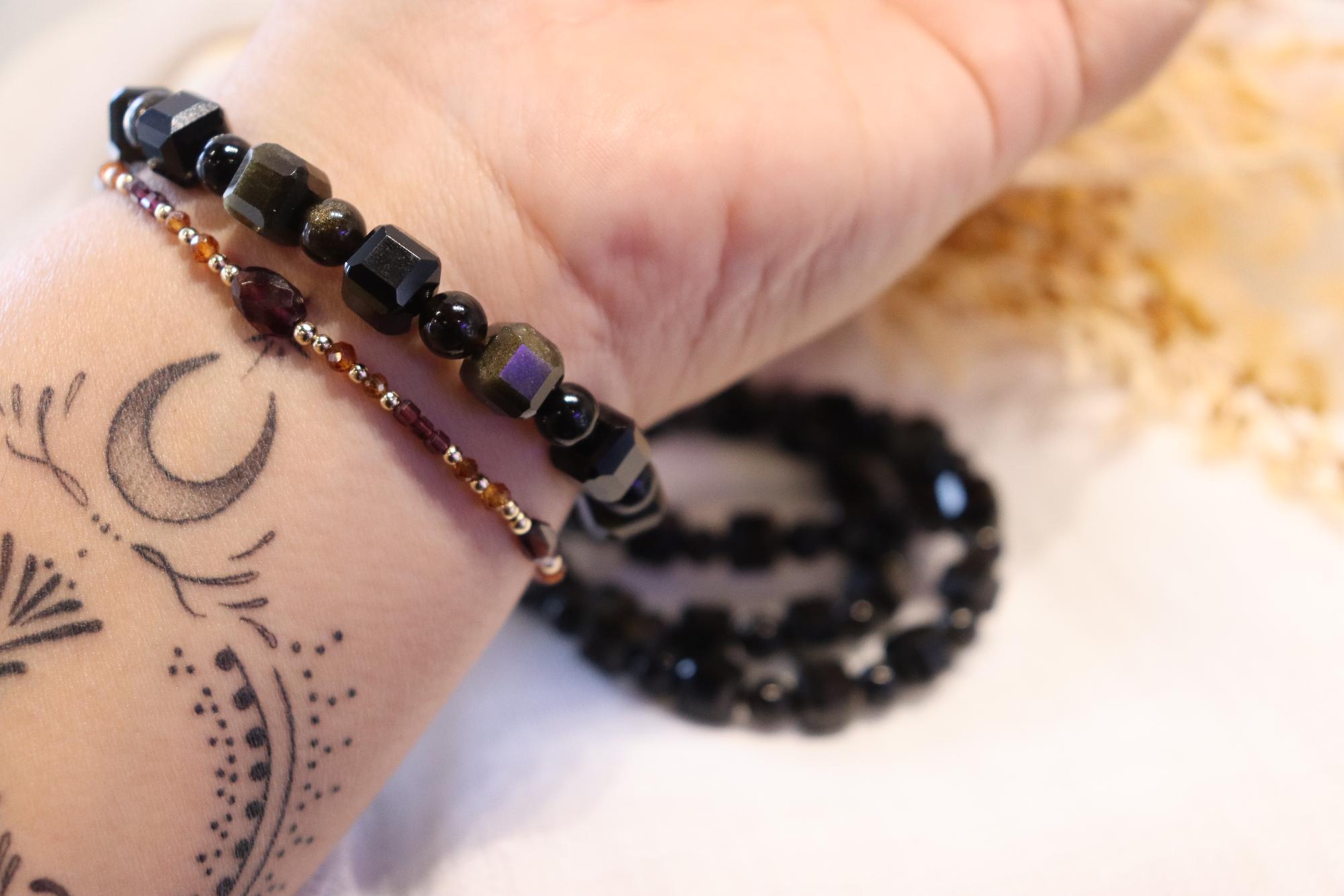 Golden Obsidian Faceted Bracelet | Round 5mm, Square 8mm